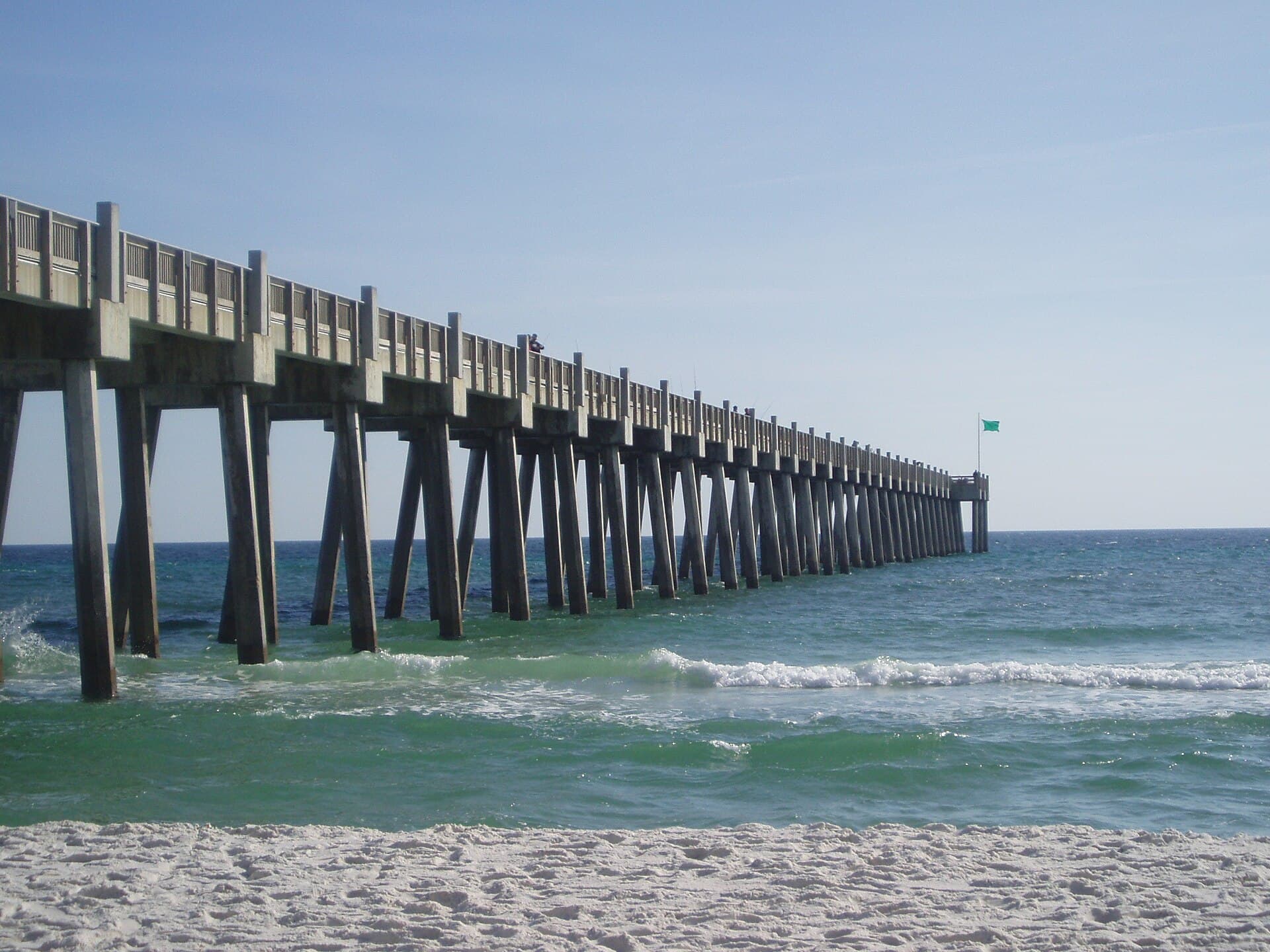 White sand beach by the Gulf Pier in Pensacola Beach